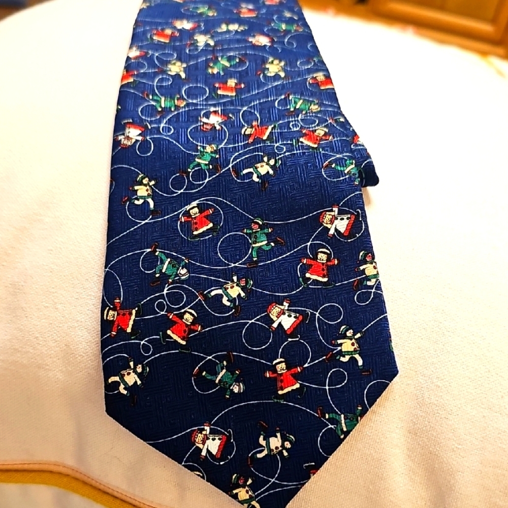 Men's Blue Holiday Tie. With‎ Children Ice Skaters. Childrens Miracle Network